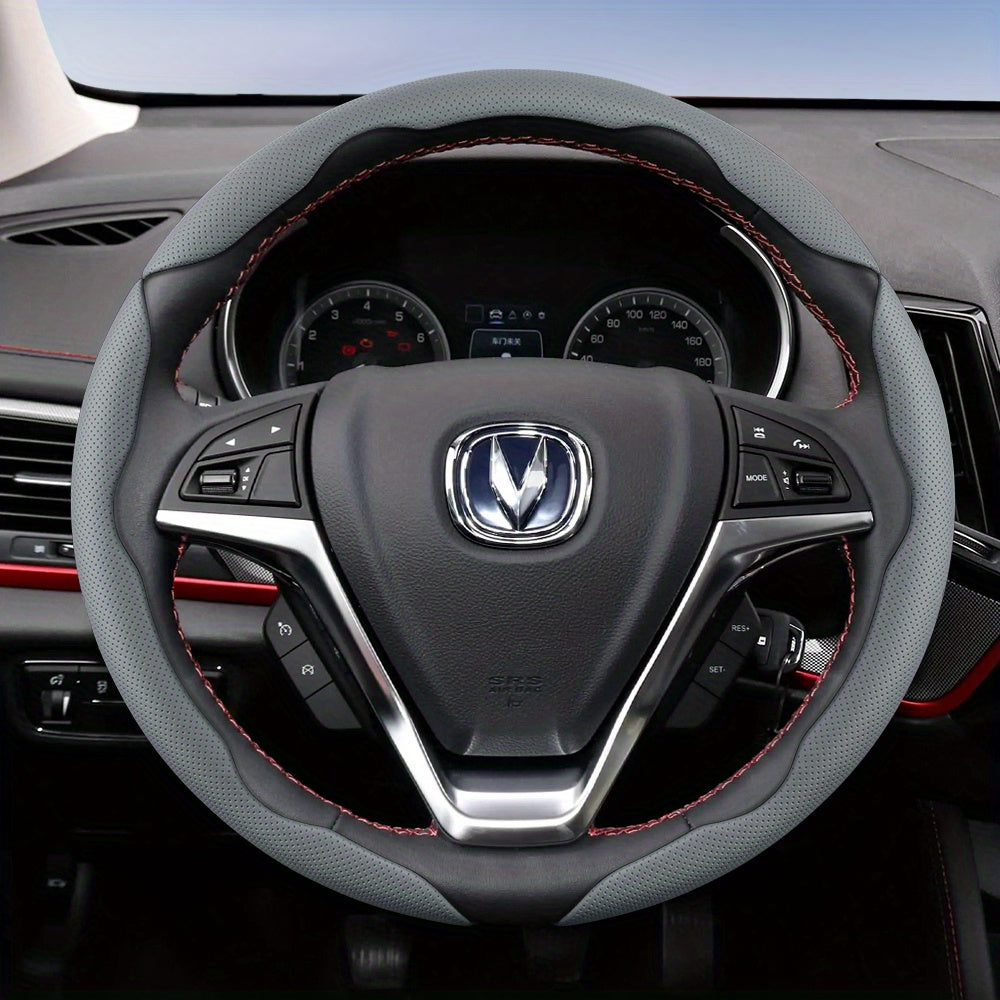 Universal Breathable Faux Leather Steering Wheel Cover with Quick-Release Design
