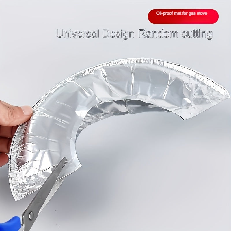 Round Gas Stove Oil-Proof Mat with Tin Paper Protective Pad and Aluminum Foil Sticker