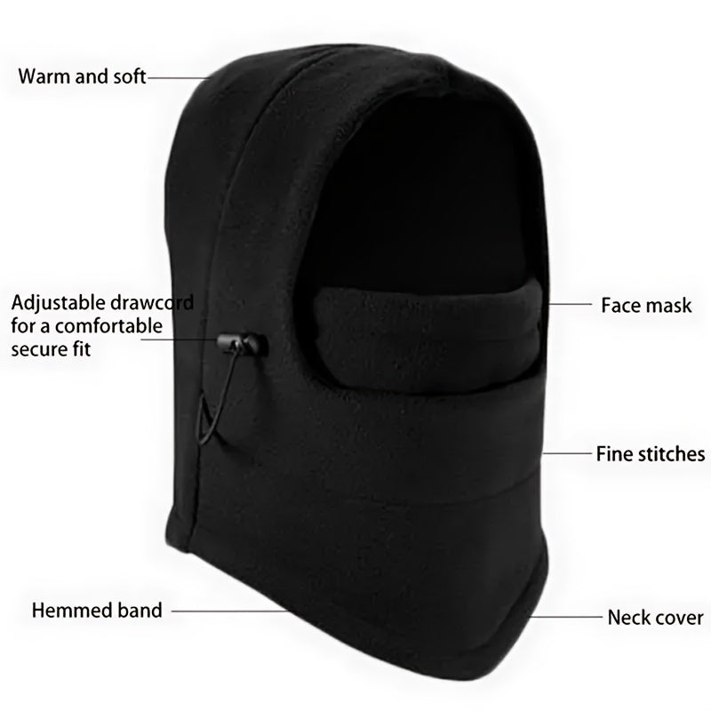 Waterproof Thermal Fleece Balaclava Hat Hooded Neck Warmer for Hiking and Outdoor Activities