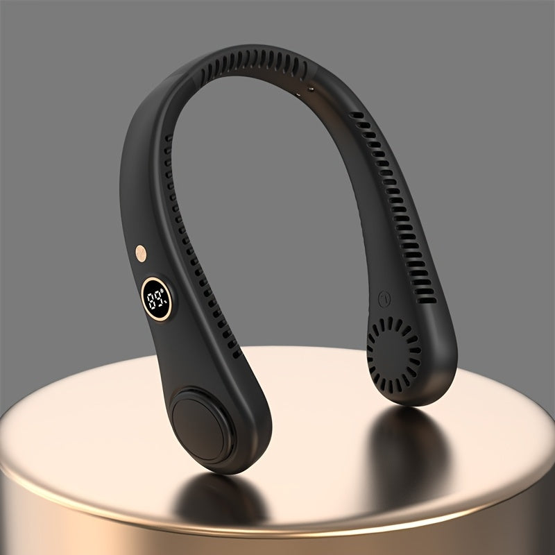 Rechargeable Bladeless Neck Fan with 5-Speed Cooling Hands-Free Outdoor Use