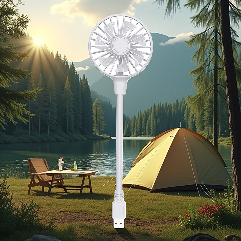Portable USB Mini Fan for Camping Outdoor Relaxation Compact ABS Body White Blades