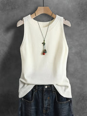 Топ без рукавов для женщин больших размеров с ребристой текстурой, универсальная повседневная рубашка однотонного цвета