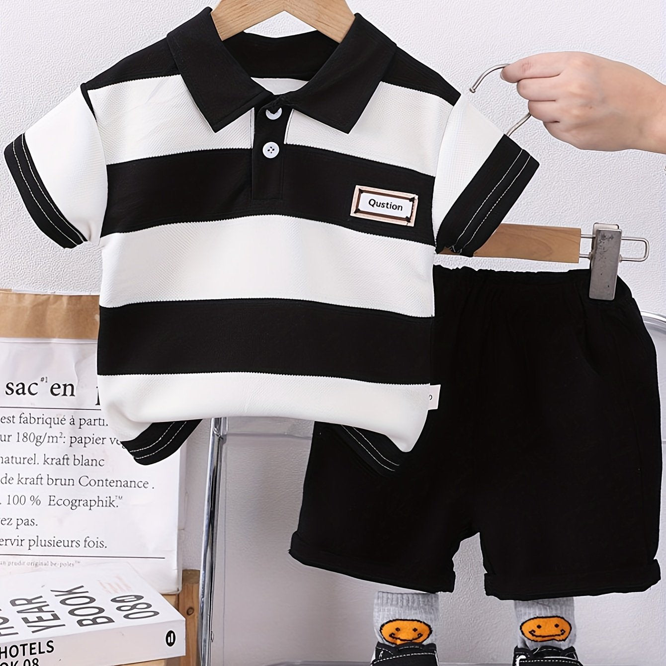Boys Summer Outfit Plaid Shorts and Short-Sleeve Shirt Cotton Casual Age 12 Months+