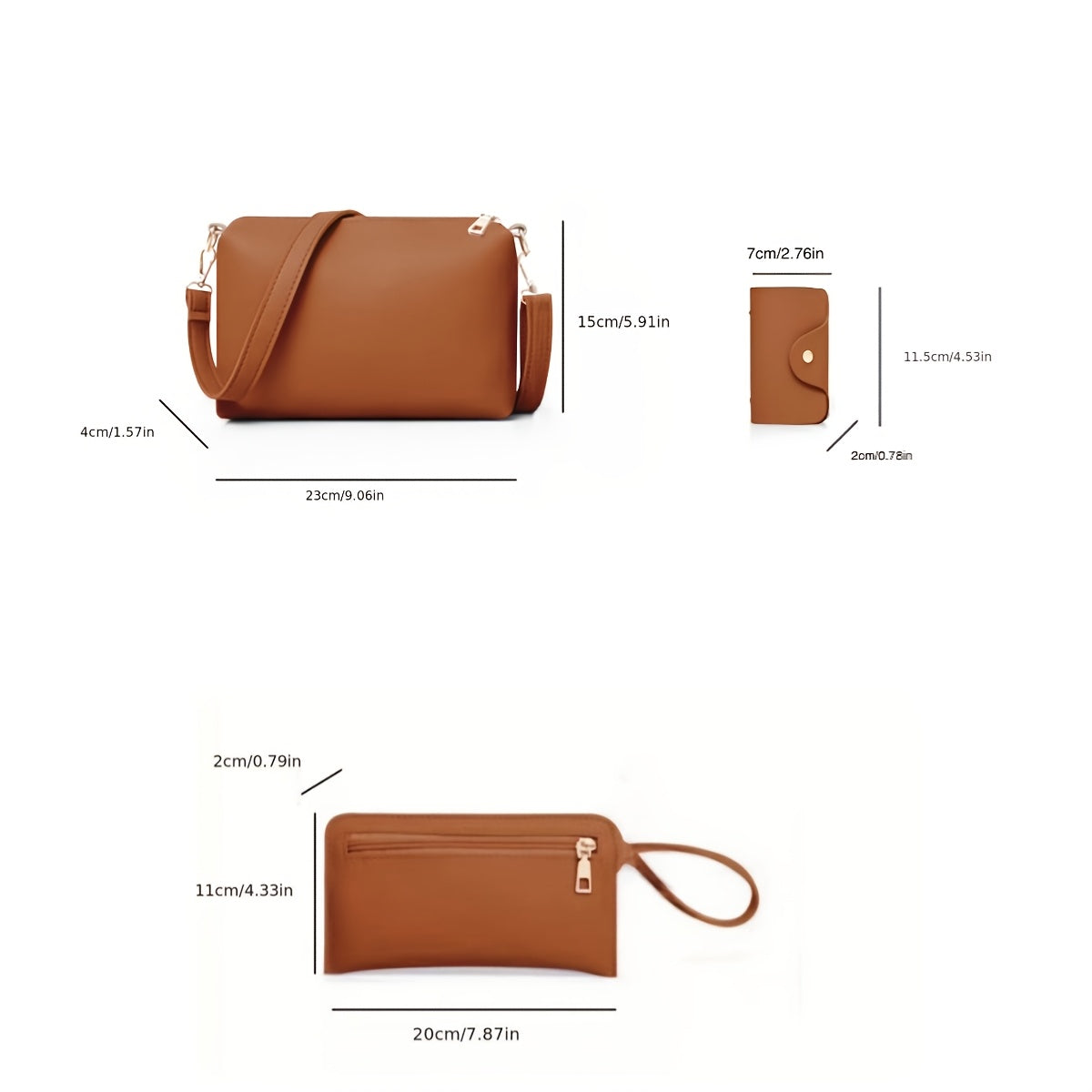 Yagona yelka kesilgan sumka moda to'rt dona to'plami.