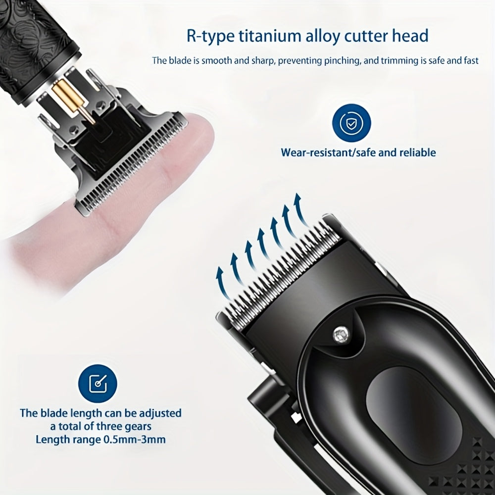 Set de cortapelos eléctrico con pantalla digital, inalámbrico, carga USB, peine limitador, cuerpo de ABS, regalo perfecto para hombres, Día del Padre