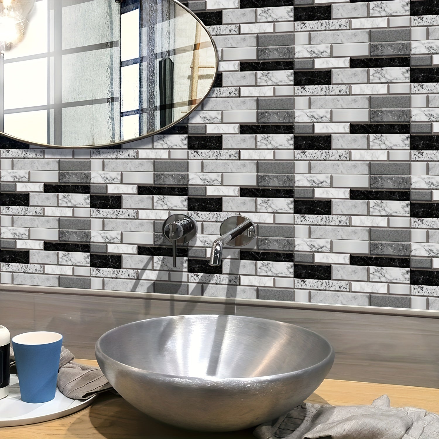 Pegatinas de azulejos autoadhesivas impermeables para pared para baño, cocina, sala de estar, balcón, antideslizantes