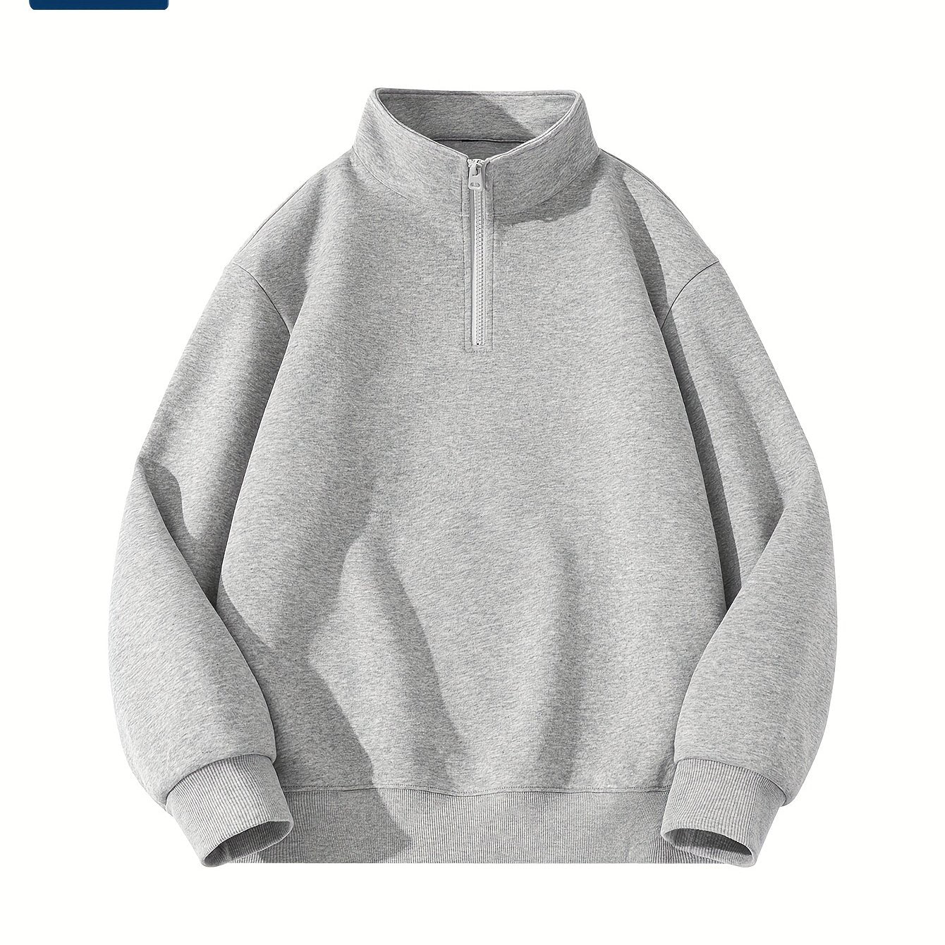 Men's Solid Color Knit Cotton Long Sleeve Half-Zip Pullover Sweatshirt Regular Fit