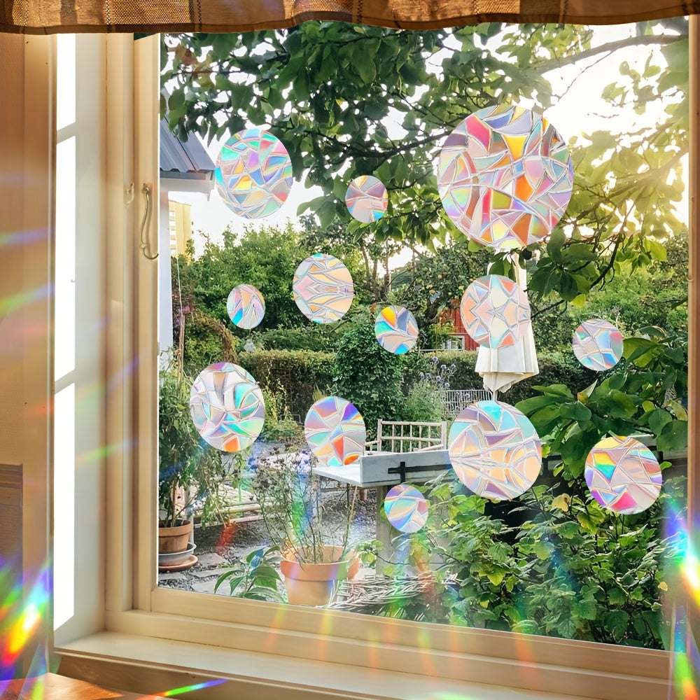 Rainbow Sun Catcher Window Film Set of Round Static Cling Decals 16mil Thickness