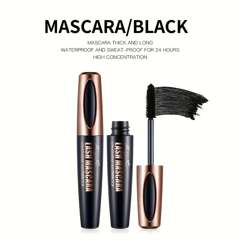 Máscara de pestañas impermeable negra para mujer con volumen, rizado y aspecto natural