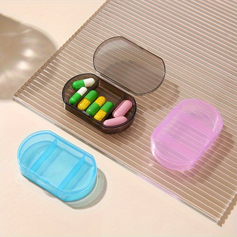Mini Portable 3-Compartment Pill Case Travel-Friendly Transparent Organizer