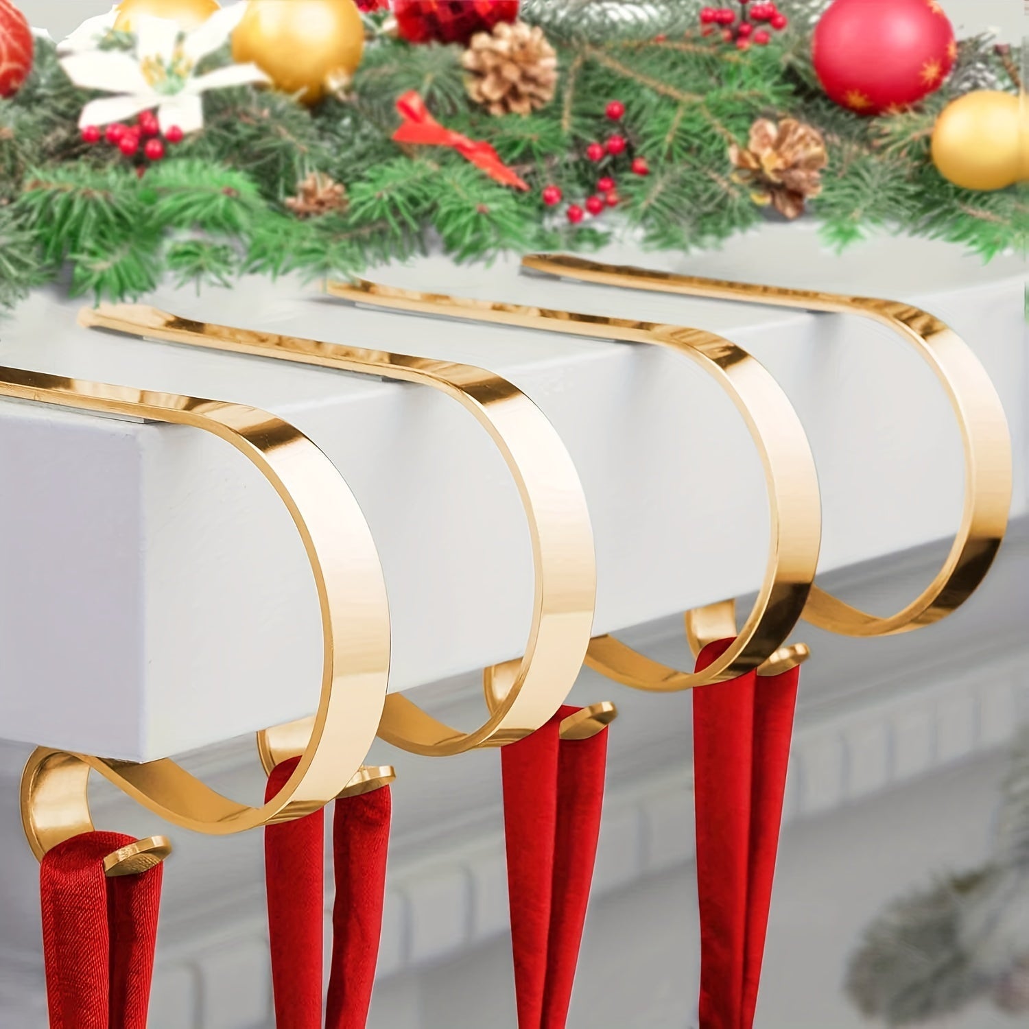 Set of 8 Adjustable Metal Stocking Holders Non-Slip Christmas Sock Hangers