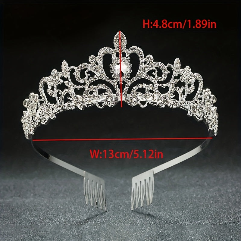 Women's Vintage Bridal Crown with Rhinestones Sparkling Hair Accessory