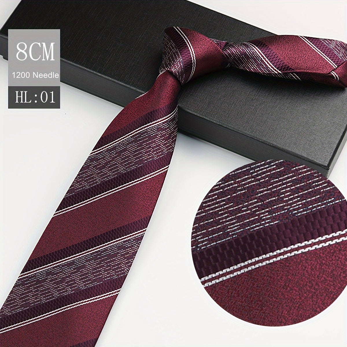 Men's Red Polyester Necktie 8cm Wide for Weddings and Business Events