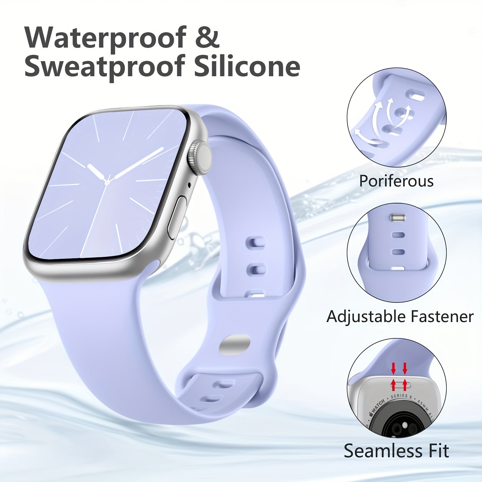 Силиконовые спортивные смарт-часы, набор из 4 штук с бабочковым замком, водоотталкивающие, совместимые с Apple Watch Series 1-9, SE и Ultra, унисекс, без батареи