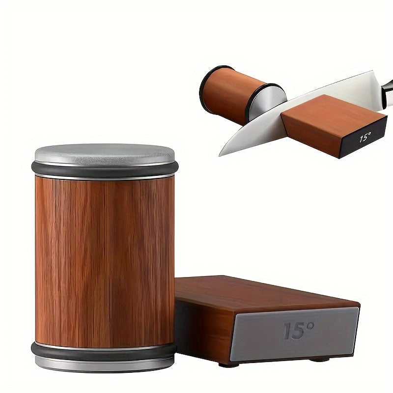 Premium Knife Sharpener Kit with Stainless Steel Blade and Wooden Handle