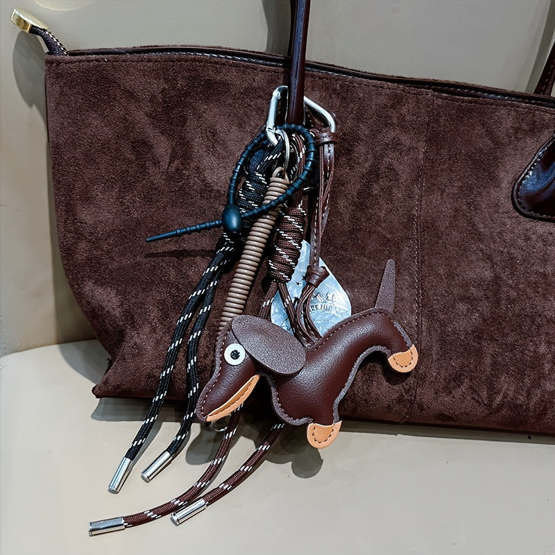 Braided Nylon Rope Dachshund Dog Keychain for Car Keys and Bag Pendant Ornament