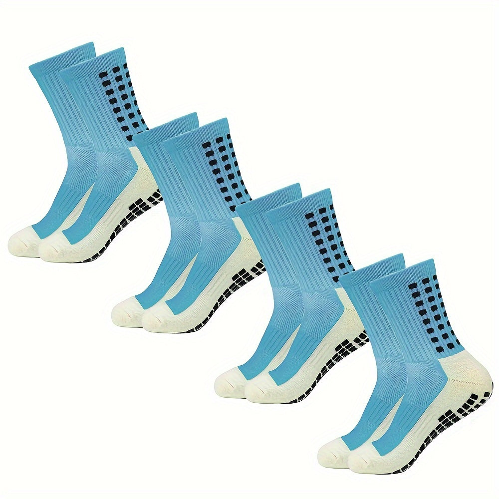 Men's Football Socks 4 Pairs Knit Polyester Terry Bottom Anti-Slip Wear-Resistant