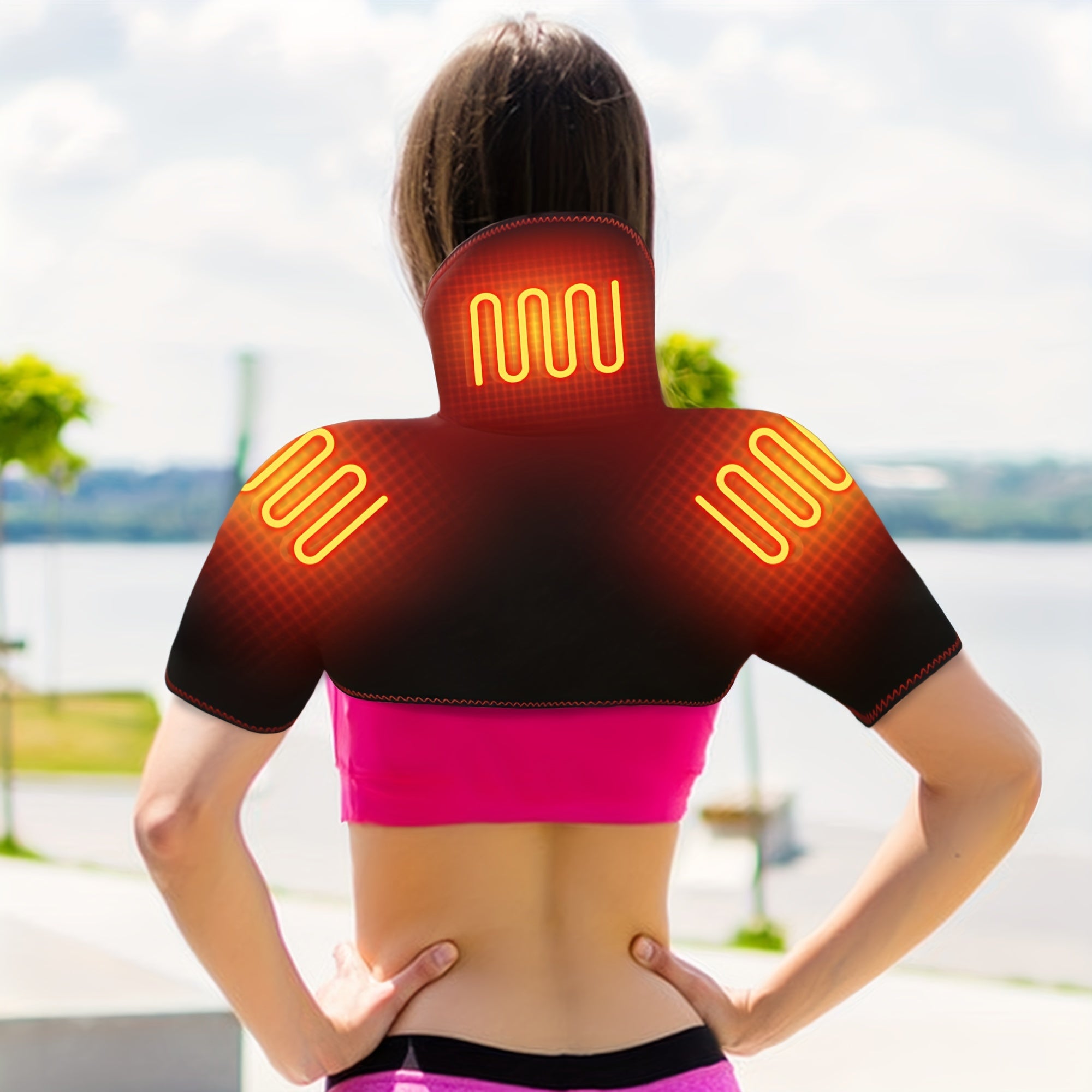 Unisex Heated Neck Guard USB Powered Dual Strap with Adjustable Settings