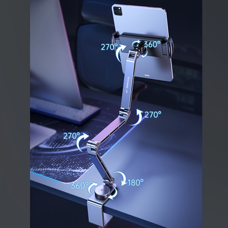 Регулируемая алюминиевая подставка для планшета с вращением на 360° и многоугольным складыванием