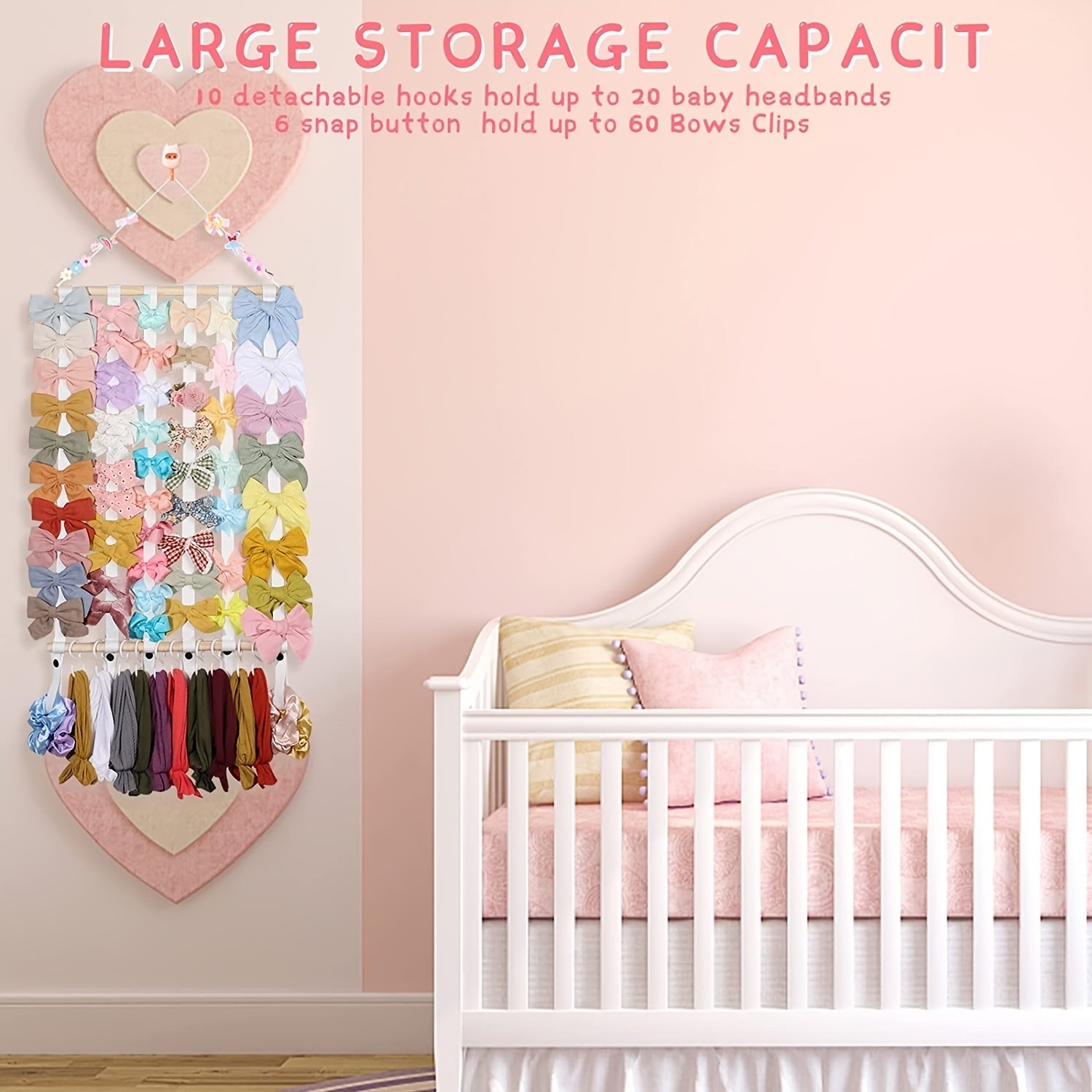 Girls Hair Bow Clips Holder Wall Organizer Jewelry Storage for Kids Room