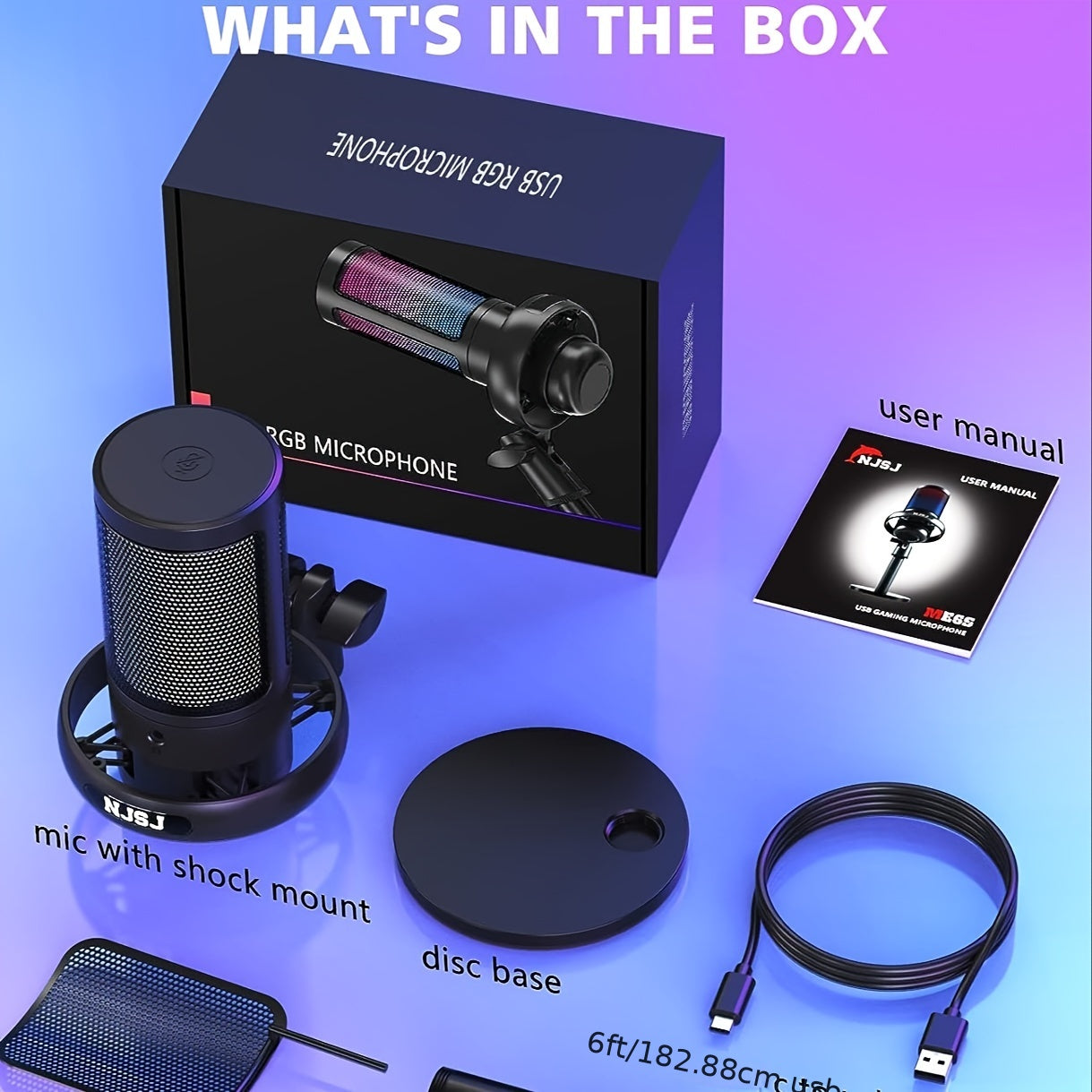 USB Microphone with RGB Lighting for PC PS4 Mac Phone for Streaming Podcasting