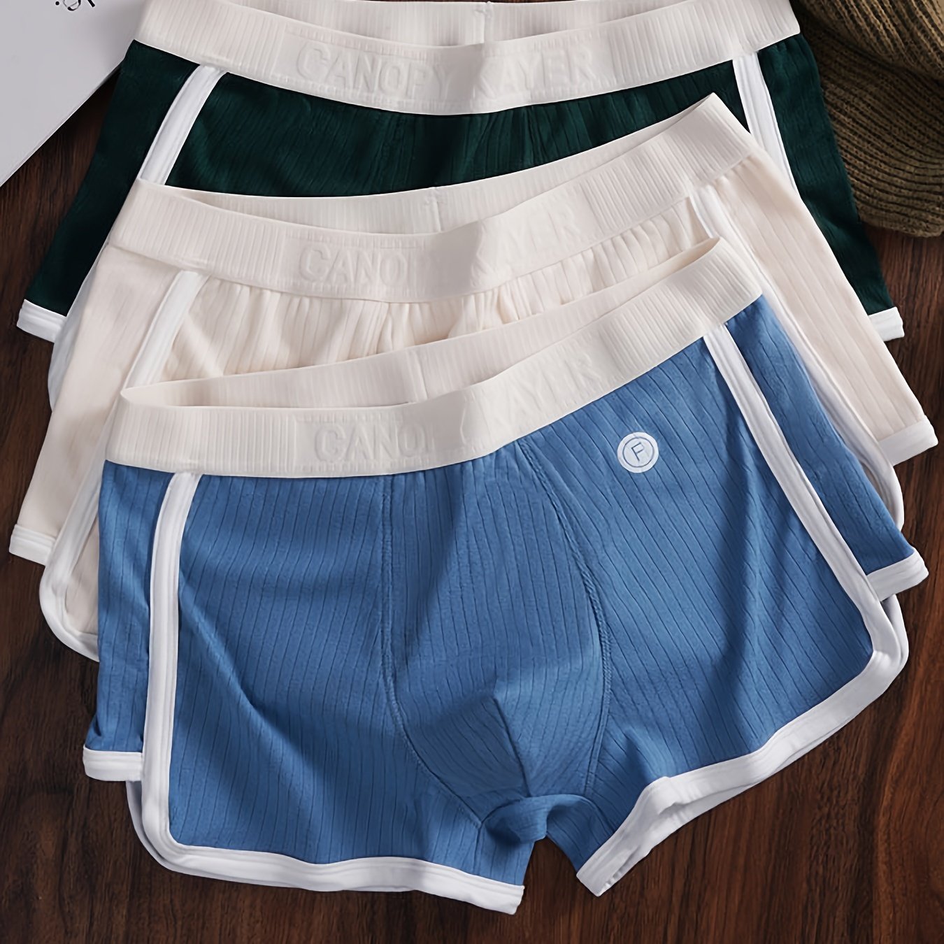 Men's Striped Boxer Briefs Polyester Blend Elastic Waist Color Block Casual