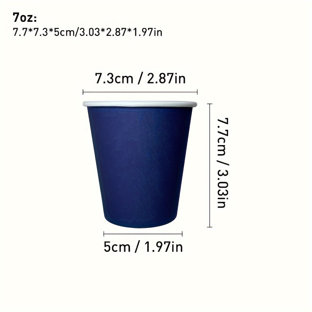 Pack of 50 Blue 7oz Disposable Paper Cups for Cold Beverages, Home & Commercial
