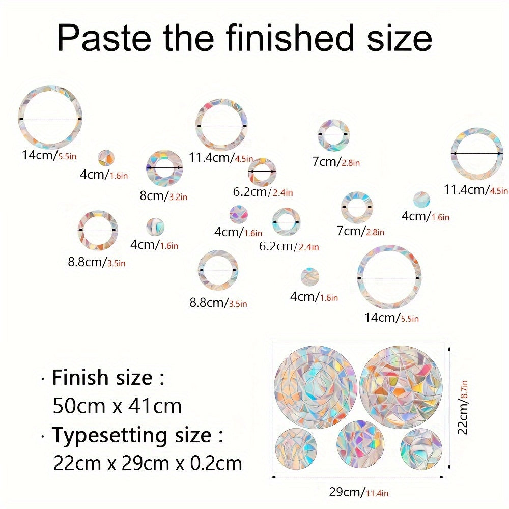 13 ta Rangli Yulduz va Doira Oyna Kliplaridan iborat to'plam, qayta ishlatiladigan qushlarga xavfsiz dekallar