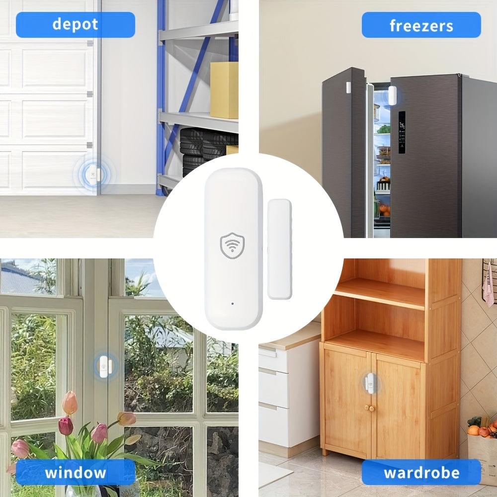 Tuya Aqlli Eshik Sensori: Eshiklar, Derazalar, Muzlatgichlar uchun WiFi Xavfsizlik Signali - Alexa va Google Assistant bilan ishlaydi, Oson o'rnatish, Batareya talab qilinmaydi, Hayvonlar uchun qulay, Chiroq to'sig'i, Uy