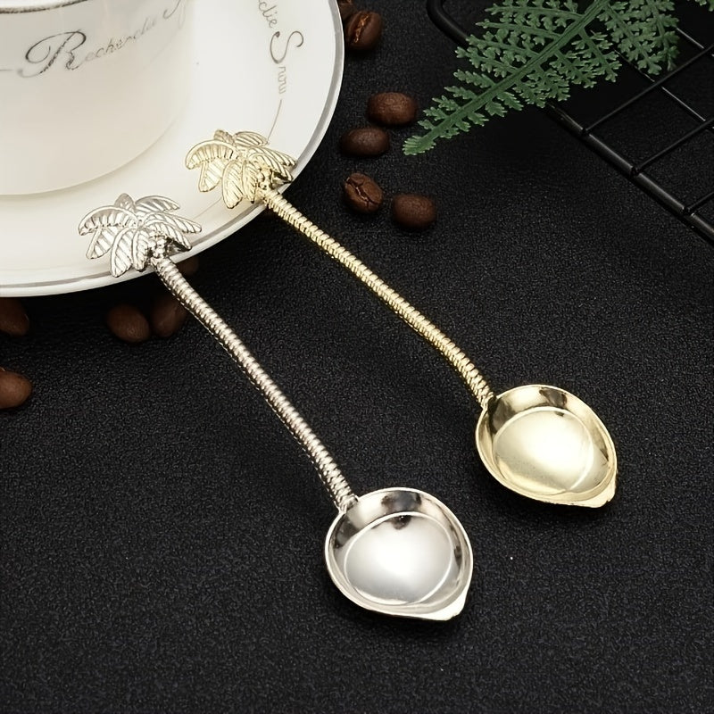 Set of 6 Tropical Coconut Palm Metal Coffee Stirring Spoons for Dining Bar Gift