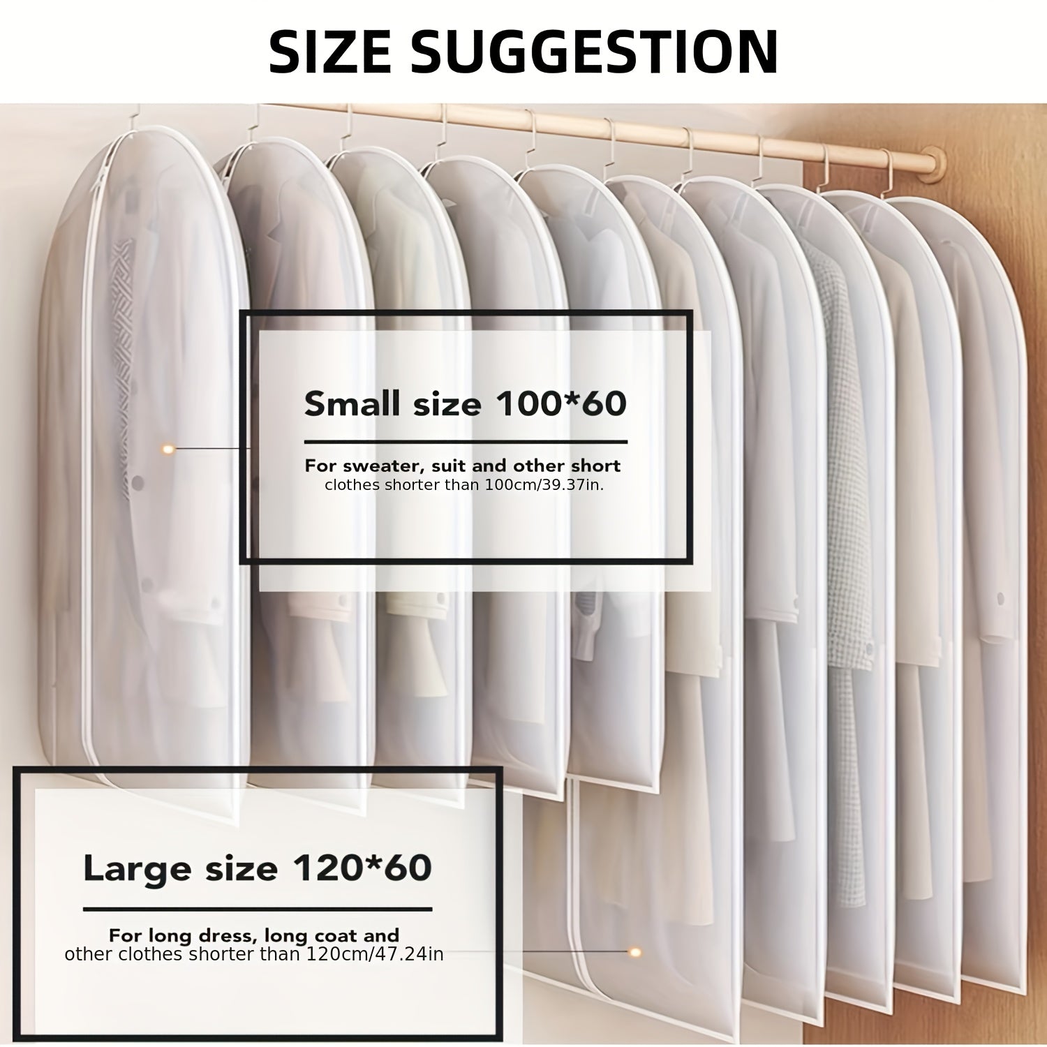 Juego de 5 bolsas de ropa ahorradoras de espacio con cremallera para almacenamiento de ropa, organización sin polvo