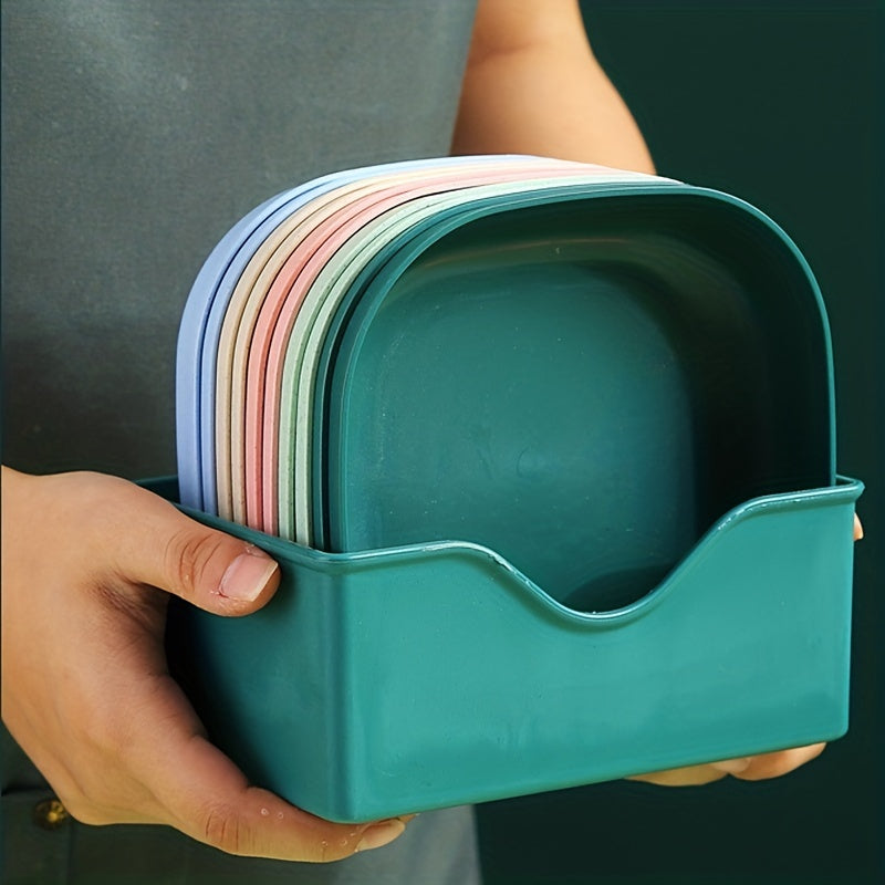 10 штук многоразовой пластиковой посуды с прикрепленной основой для фруктов, закусок и десертов в 7 цветах
