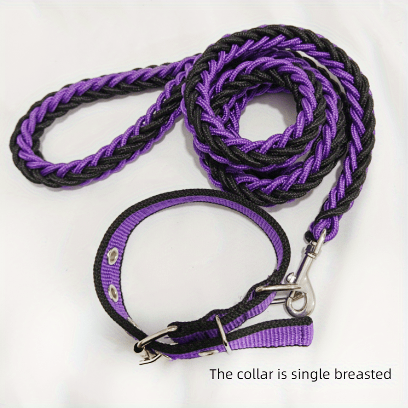 Heavy Duty Dog Collar and Leash Set with Braided Training Rope for Large Dogs