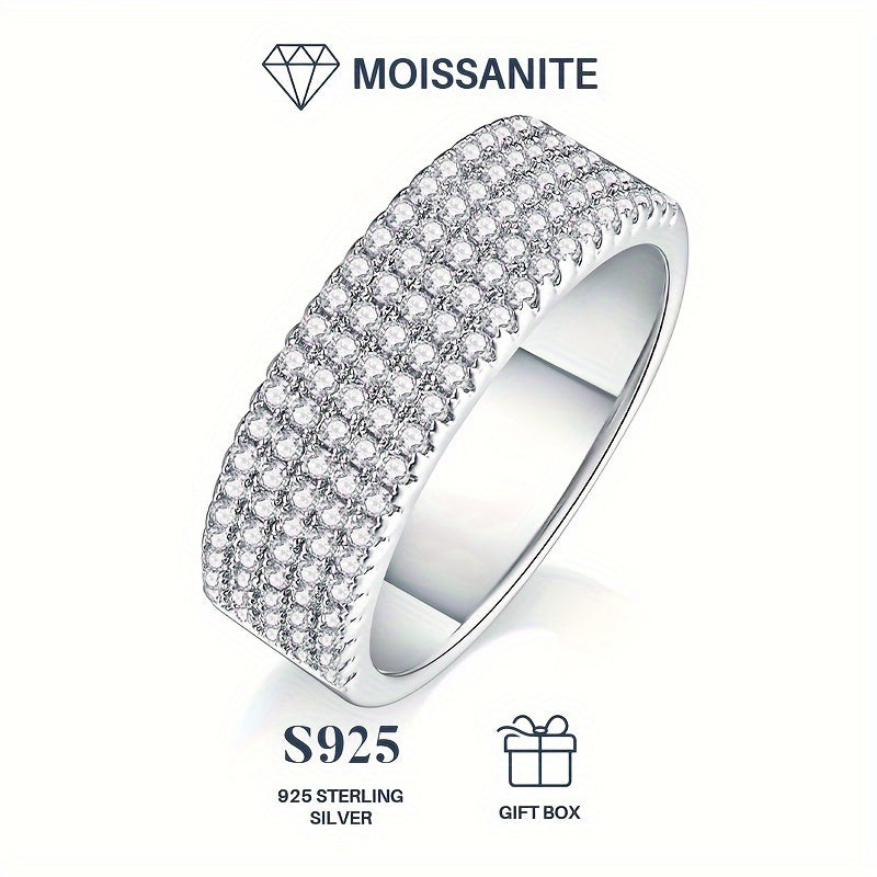 Sterling Silver Moissanite Ring with 0.008 Carat 121 Stones for Weddings and Engagements