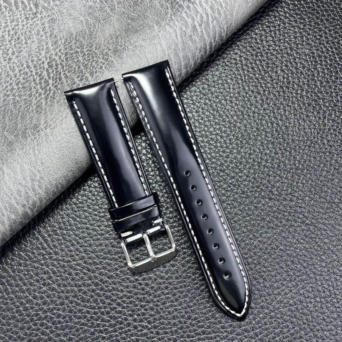 Genuine Leather Watch Strap 18-22mm Quick Release Hand Stitched Horsehide Unisex