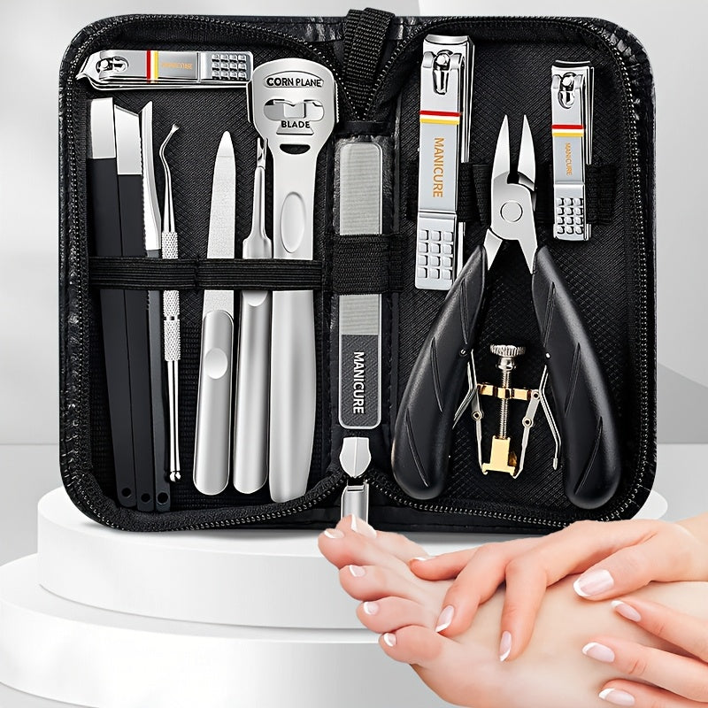 14-Piece Stainless Steel Pedicure Kit with Storage Case for Men and Women