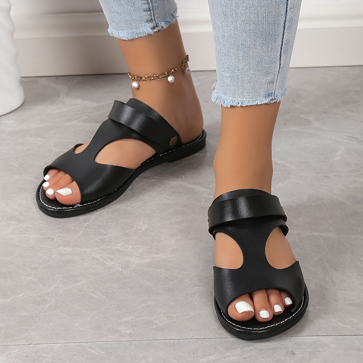 Women's Slip-On Sandals Open Toe Non-Slip Summer Beach Shoes
