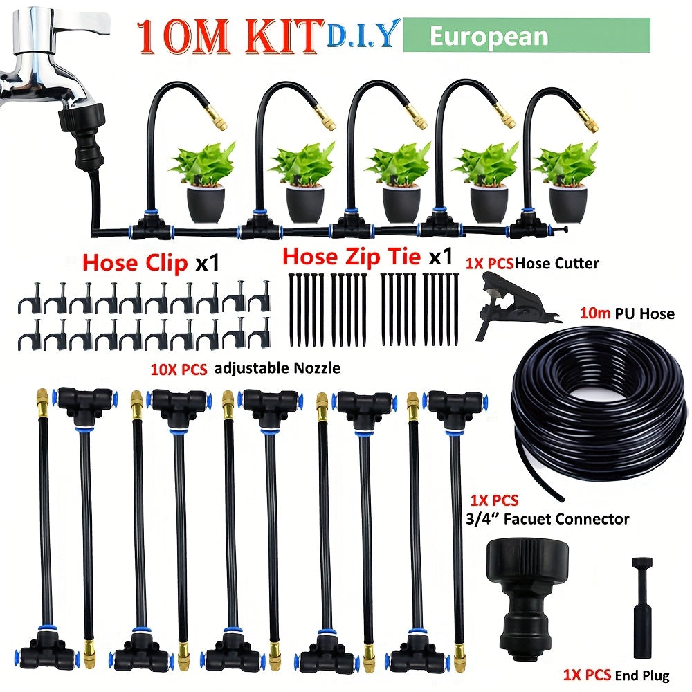 Misli nozul va aylanadigan misli purkash boshli bilan misli sug‘orish to‘plami, bog‘, balkon, yomg‘ir o‘rmoni uchun