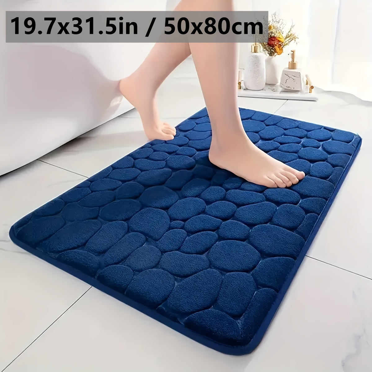 Alfombra de baño de felpa gris coral antideslizante, de secado rápido, absorbente y suave, rectangular