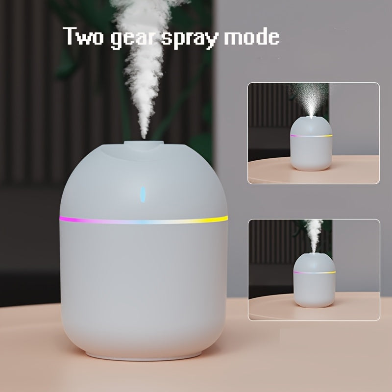 Мини-увлажнитель воздуха с USB, портативный, с 3 цветными ночными огнями, бесшумная работа для спальни, стола, автомобиля