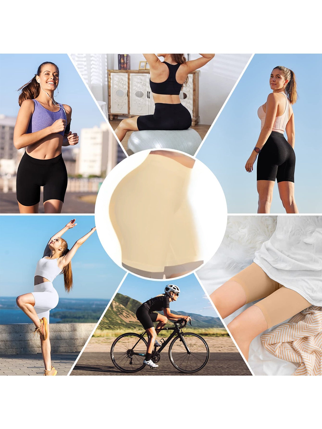 Ayollar uchun shovqinsiz nafas oladigan qorin nazorati bilan velosiped shimlari, katta o'lcham, mashg'ulot va fitness