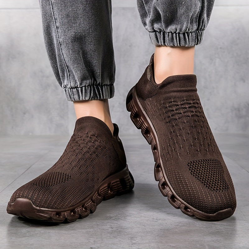 Men's Slip-On Sock Shoes Breathable Knit Non-Slip Soft Sole Casual Outdoor Sneakers