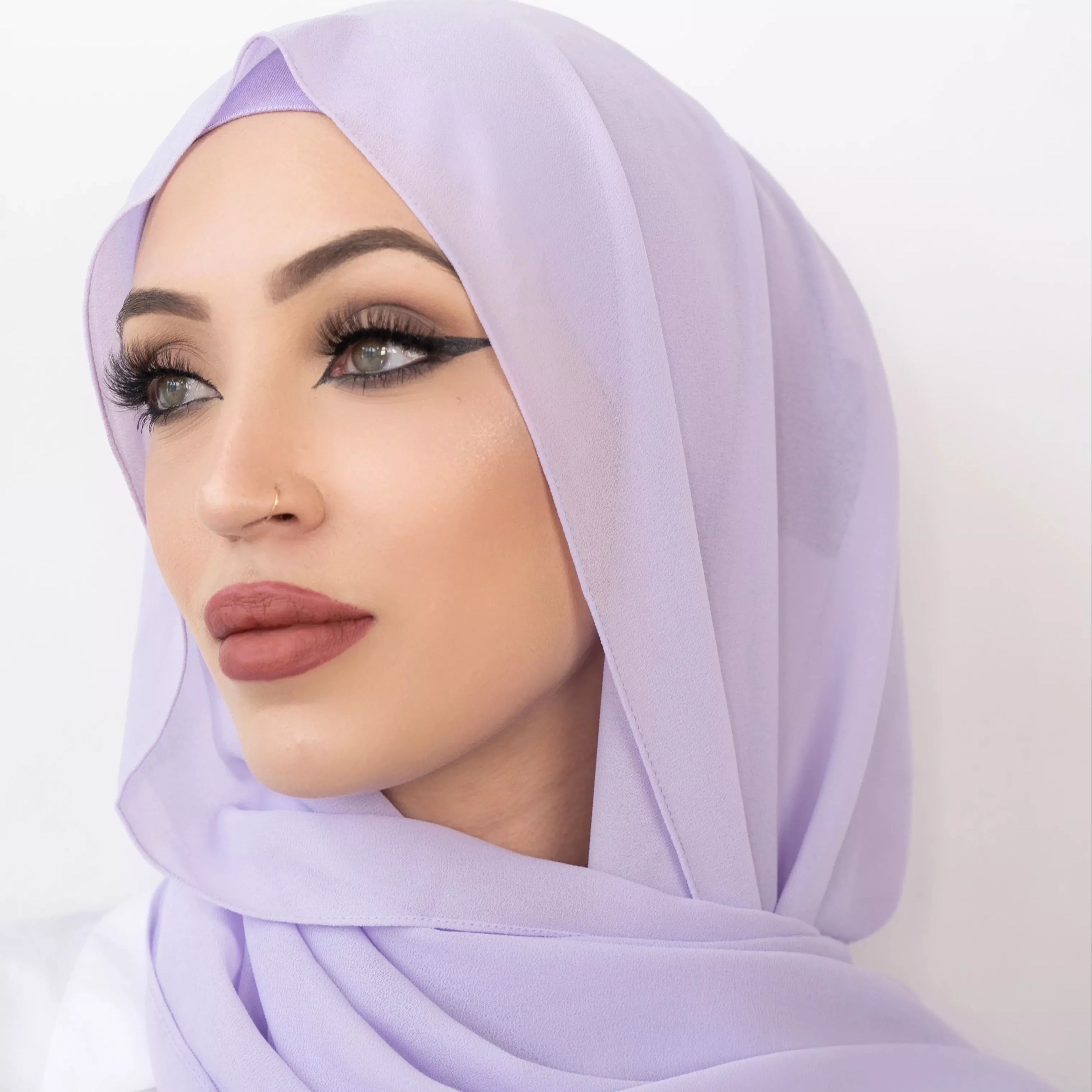 Solid Color Chiffon Hijab Lightweight Stylish Scarf for Women Eid Celebration