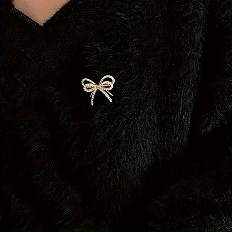 Rhinestone Bow Tie Brooch Pin for Women and Girls Stylish Fashion Accessory in 1 or 2 Pieces