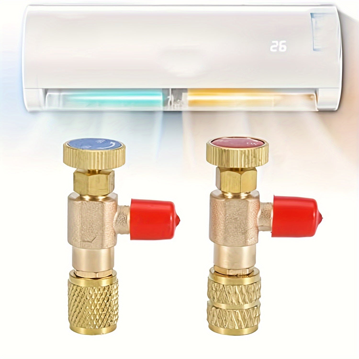 Copper Refrigerant Charging Valve 1/4" SAE Adapters R410A R22 Durable