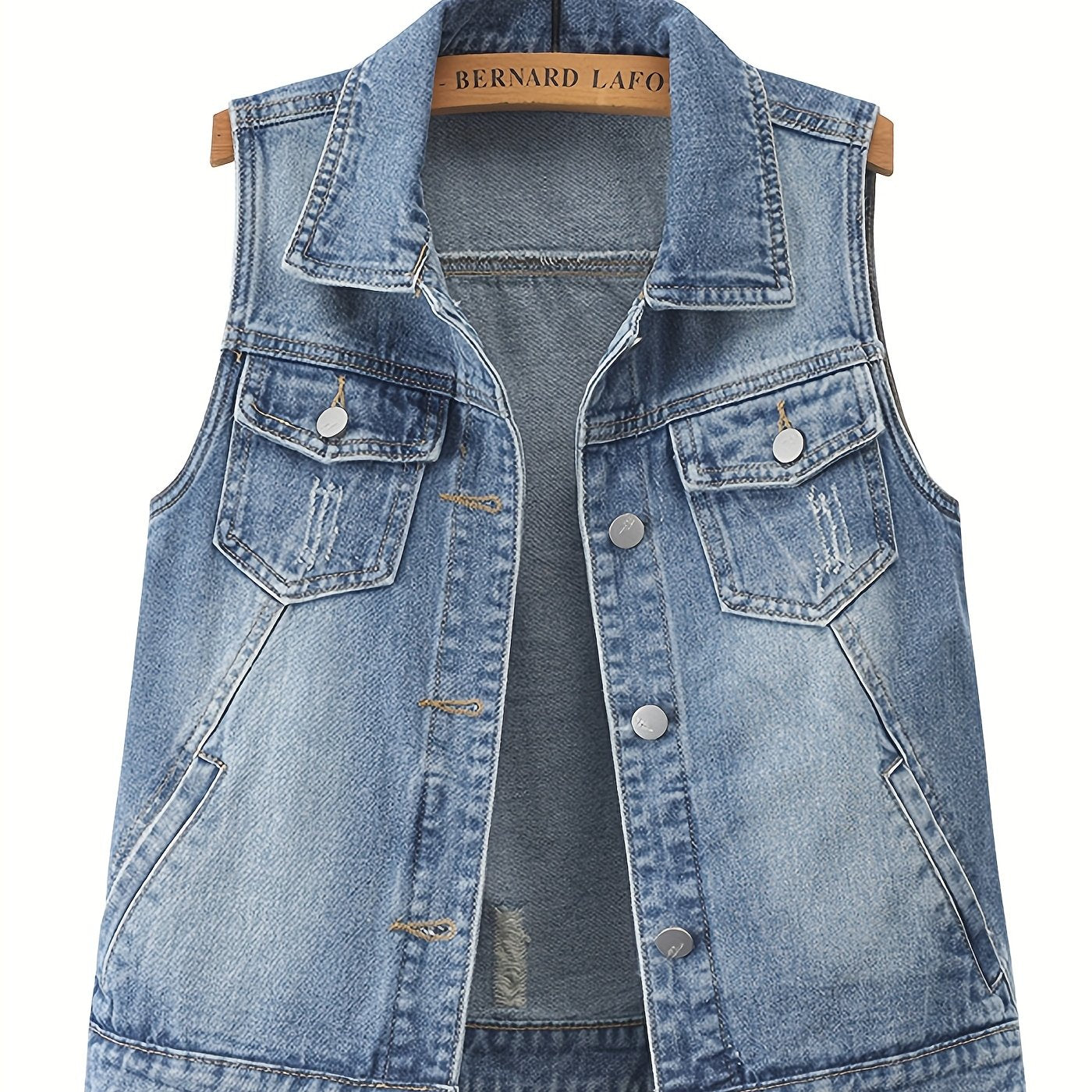 Women's Loose Denim Vest Shawl Spring Autumn Casual Jacket Blue Large