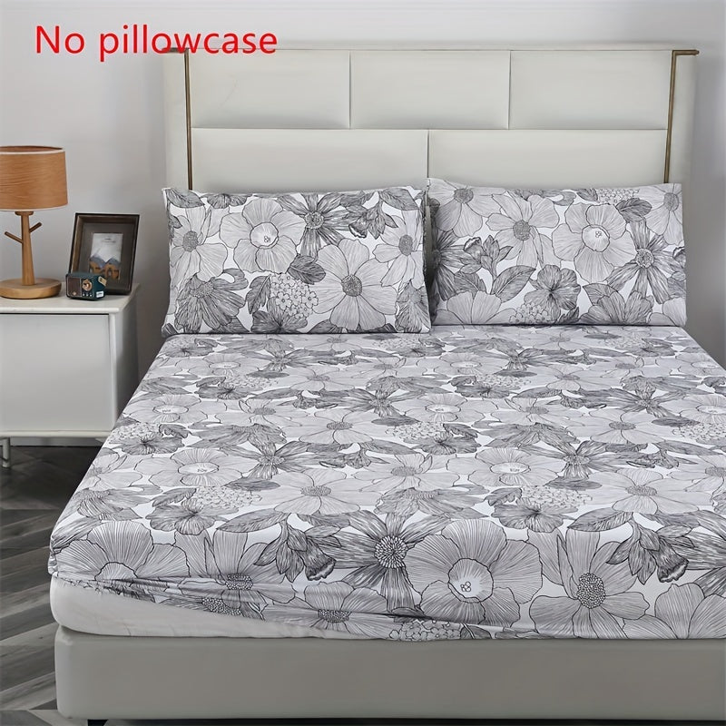 3-Piece Polyester Fitted Sheet Set with Flower Pattern for Home and Hotel Use