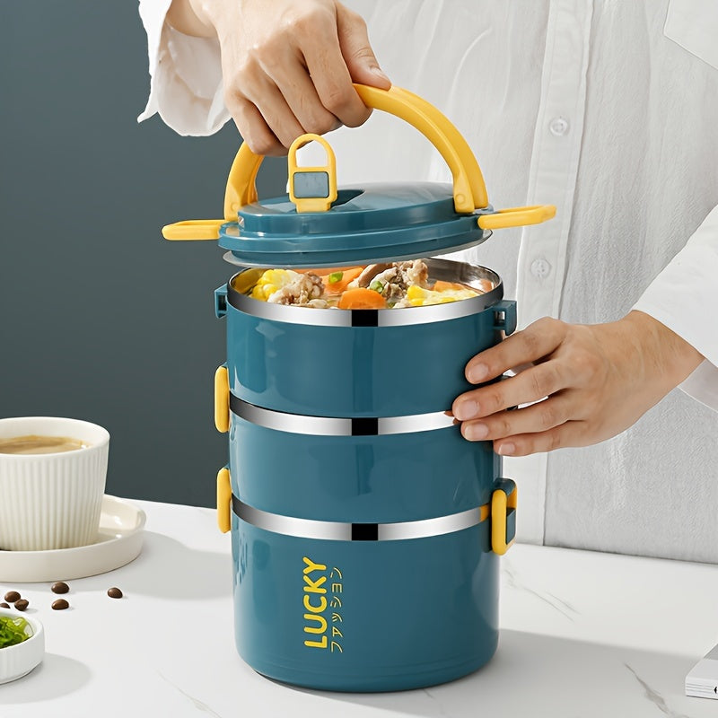 Fiambrera de acero inoxidable aislada de múltiples capas con tapa para escuela, universidad y cocina