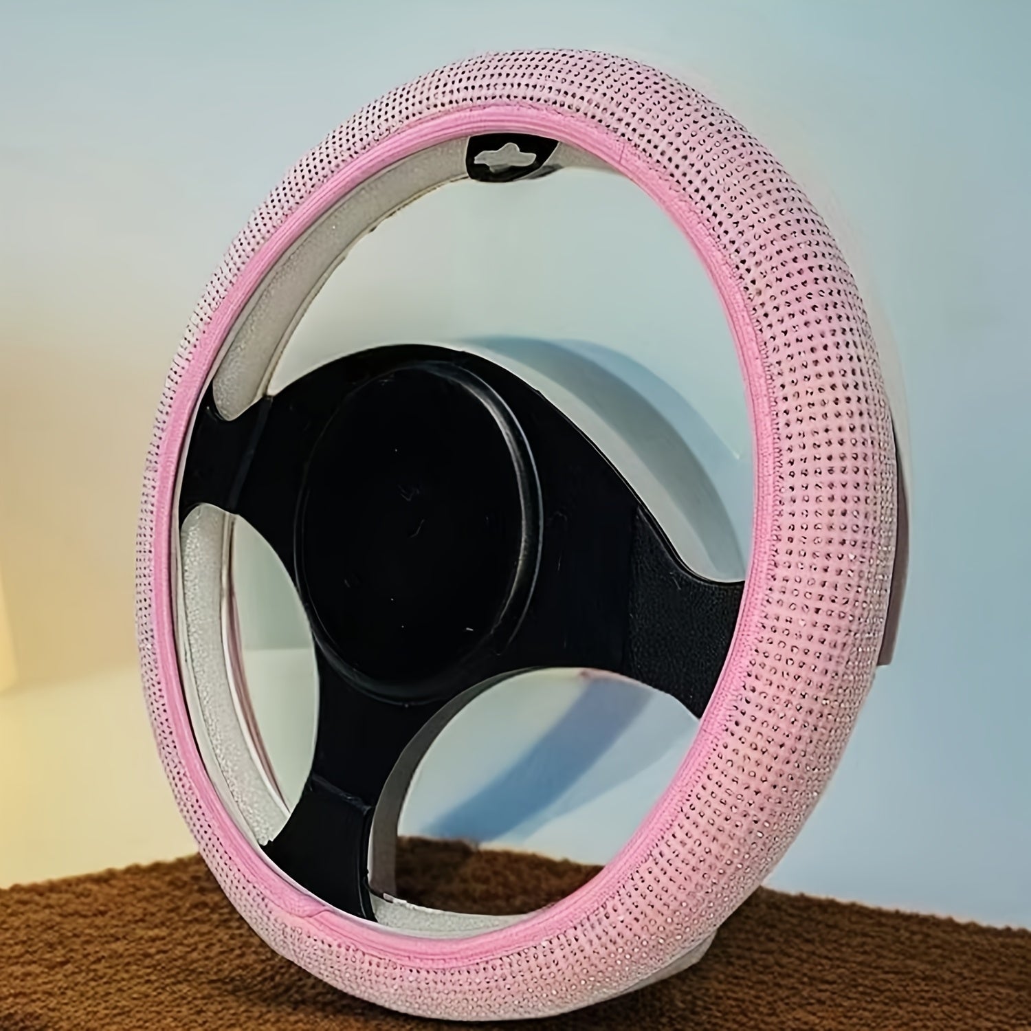 Universal Car Steering Wheel Cover Crystal Diamond Polyester 38cm