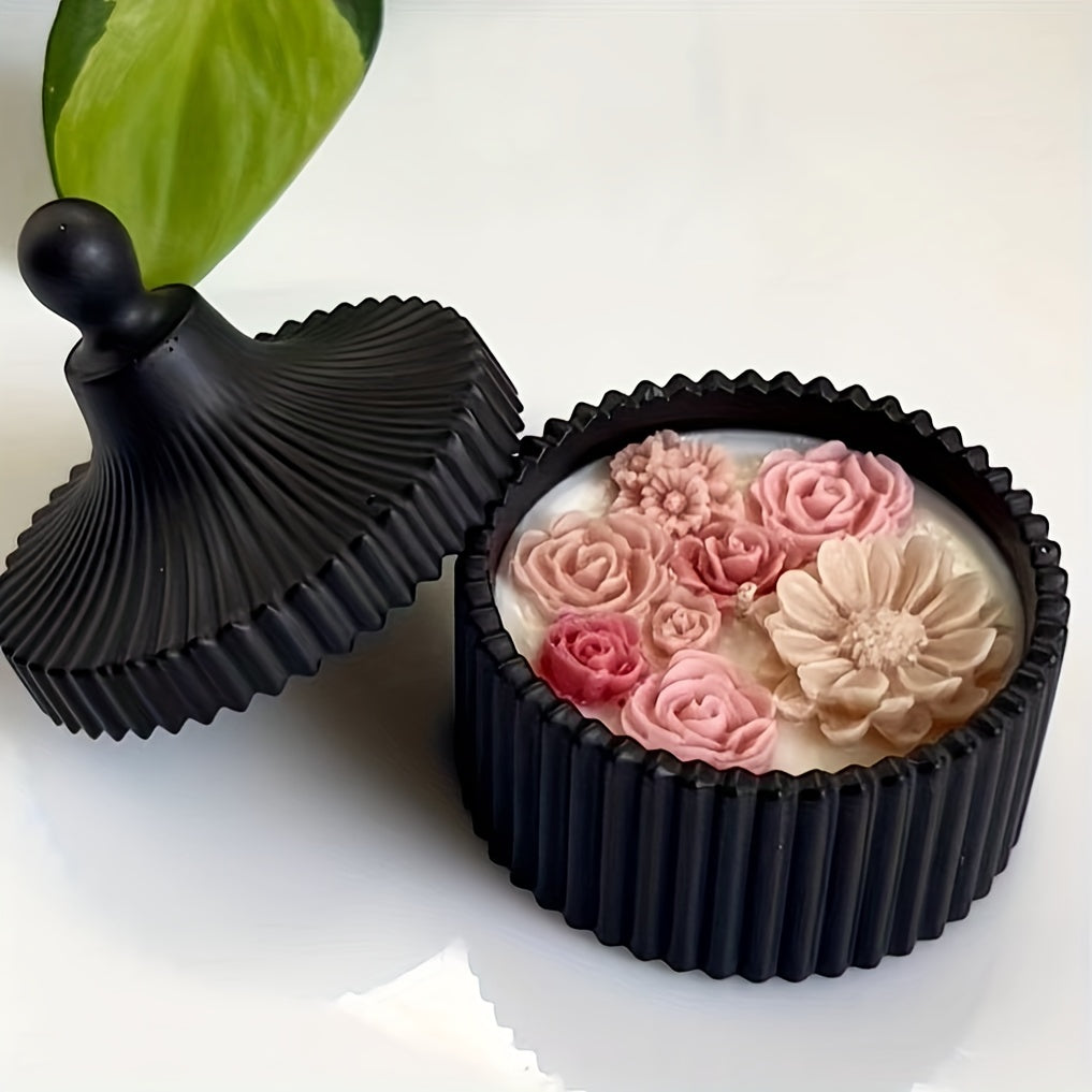 Resin Mold Set for Striped Storage Box with Lid for DIY Jewelry Crafts